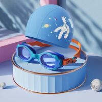 Очки для плавания детские (3-15 лет) водонепроницаемые с защитой от запотевания, с шапочкой, 626-YU