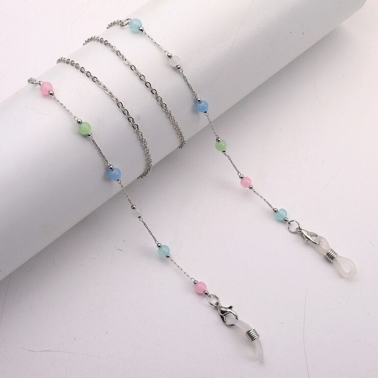 Metal non-slip chain, with colored beads, for glasses and masks GL1879
