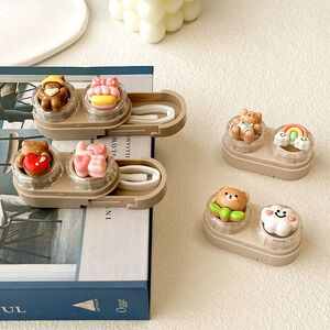 Mini soft contact lens kit retractable W-CT44咖色米色熊