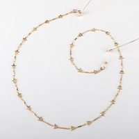 Golden color crystal pearl glasses chain GL1216