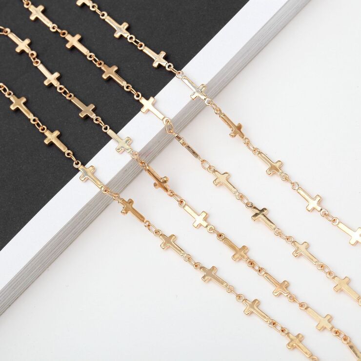 Металлическая нескользящая цепочка золотого цвета, с крестами, для очков и масок GA086