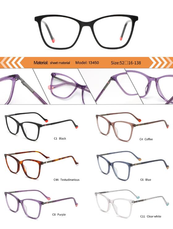 Plastic acetate frame for women with spring hinges 13450-DA