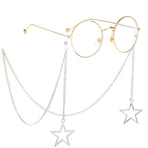 Metal non-slip chain, with pendant five-star, for glasses and masks GL219