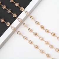 Металлическая нескользящая цепочка, золотая с хрустальными бусинами, для очков и масок GA088