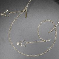 Metal non-slip chain, with pendant style star and key, for glasses and masks GL377