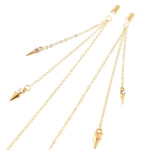 Gold-colored metal non-slip chain, with rivet and rhinestone, for glasses and masks GL148