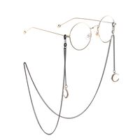 Black-colored metal non-slip chain, with pendant moon, for glasses and masks GL855
