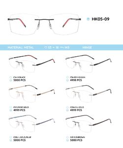 Металлическая безободковая оправа с дужками из пластика TR-90 HK05-09