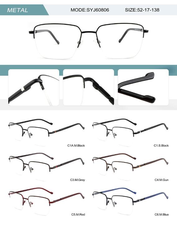 Metal nylor frame for men with spring hinges SYJ60806-DA