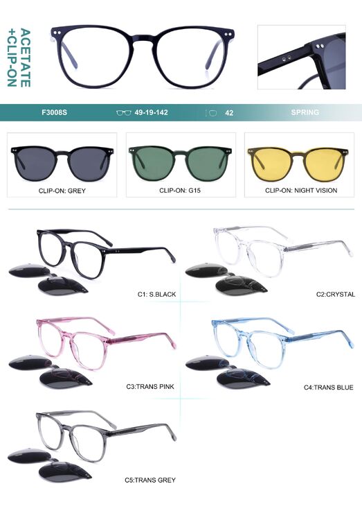 Plastic acetate frame with flex hinges + polarized clip-on Big City F3008S