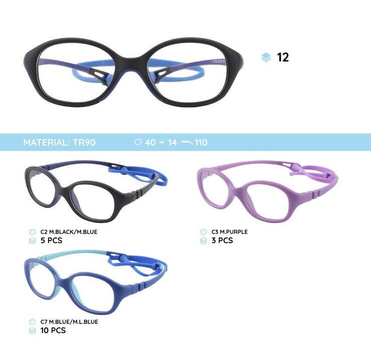 TR-90 plastic frames for kids 12