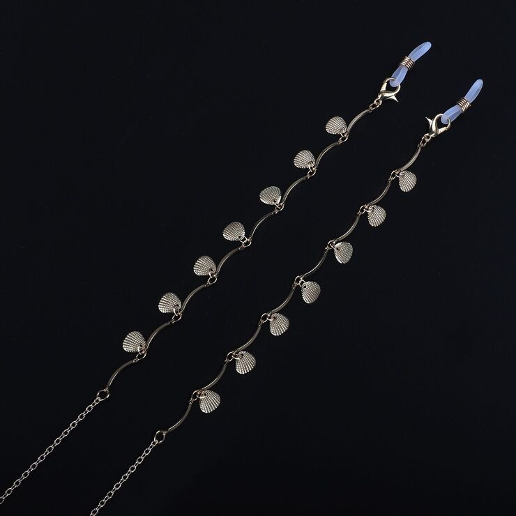 Металлическая нескользящая цепочка золотого цвета, с золотыми ракушками, для очков и масок GL741