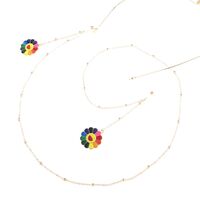 Металлическая нескользящая цепочка золотого цвета, с подвеской подсолнух и бусинами, для очков и масок GL812