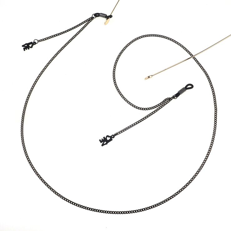 Металлическая нескользящая цепочка черного цвета, с подвеской слово