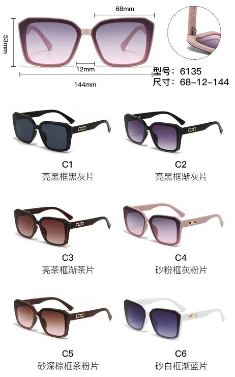 Солнцезащитные пластиковые очки из поликарбоната с металлическим шарниром 6135W