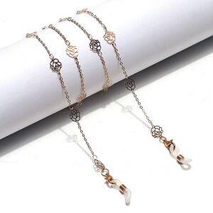 Gold-colored metal non-slip chain, with hollow rose, for glasses and masks GL1442