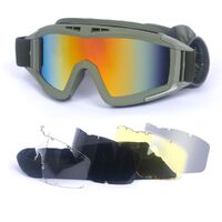 Safety shockproof tactical goggles, set with 5 lens, 战术套装-沙漠蝗虫-DX