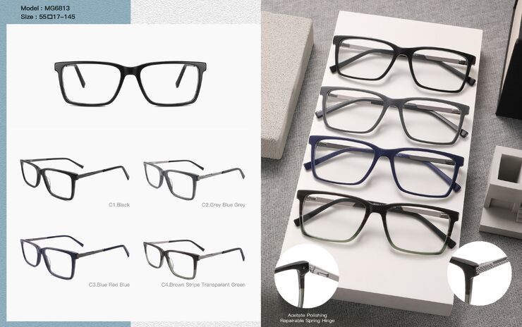 Combined plastic acetate + metal frame for men, with spring hinges Big City MG6813