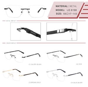 Metal rimless on screws frame for men with spring hinges LE6198-DA