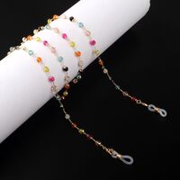 Gold-colored metal non-slip chain, with colorful crystal, for glasses and masks GL974