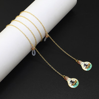 Gold-colored metal non-slip chain, with pendant light bulb, for glasses and masks GL912
