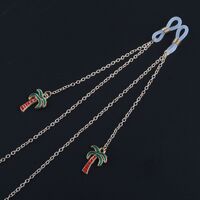 Gold-colored metal non-slip chain, with pendant coconut tree, for glasses and masks GL762