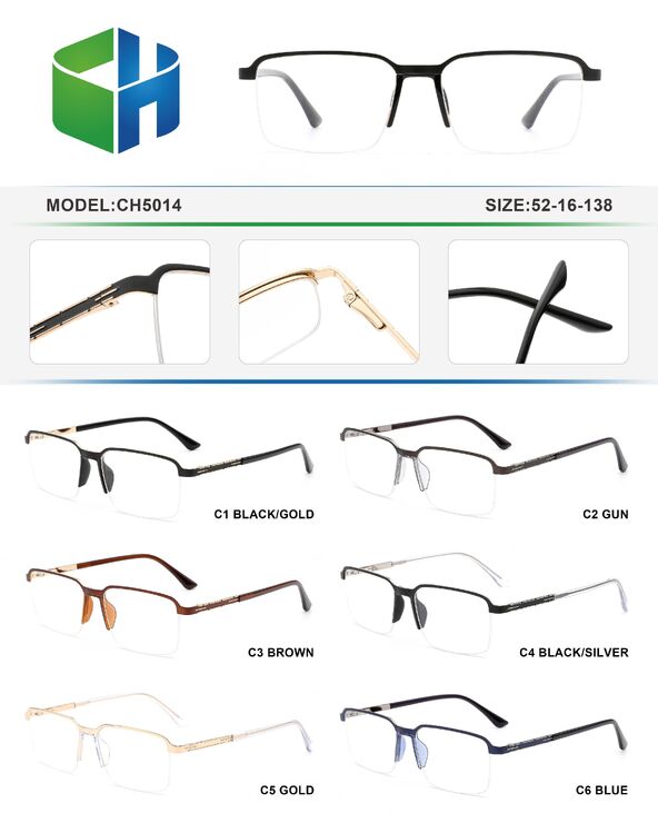 Оправа металлическая полуободковая с мягким носоупором и флексом CH5014-DA