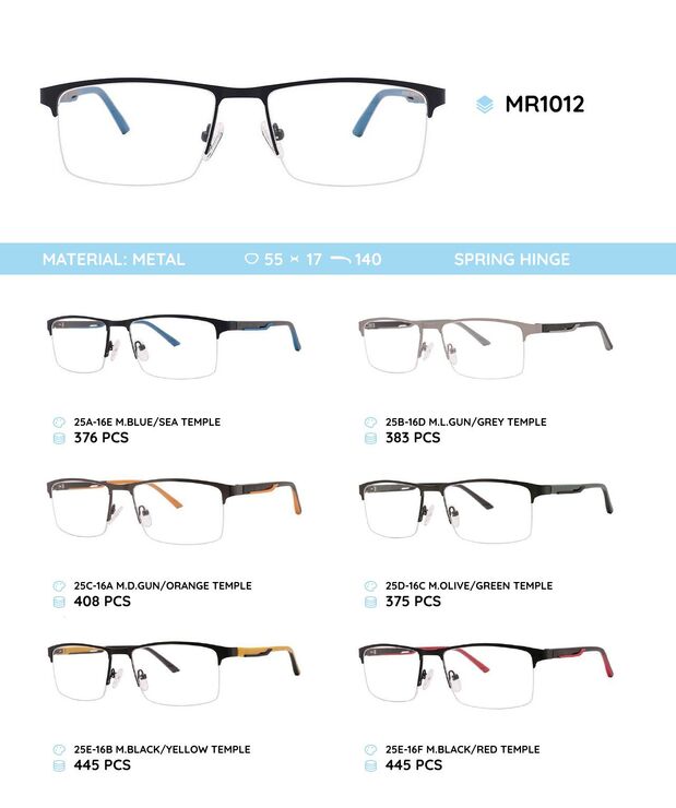 Metal frame with TR-90 temples with spring hinges MR1012