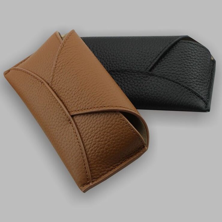 Genuine leather glasses case with microfiber lining ZY016