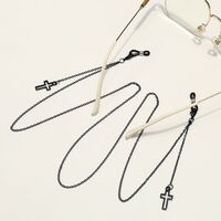 Металлическая нескользящая цепочка черного цвета, c крестом, для очков и масок GL1846