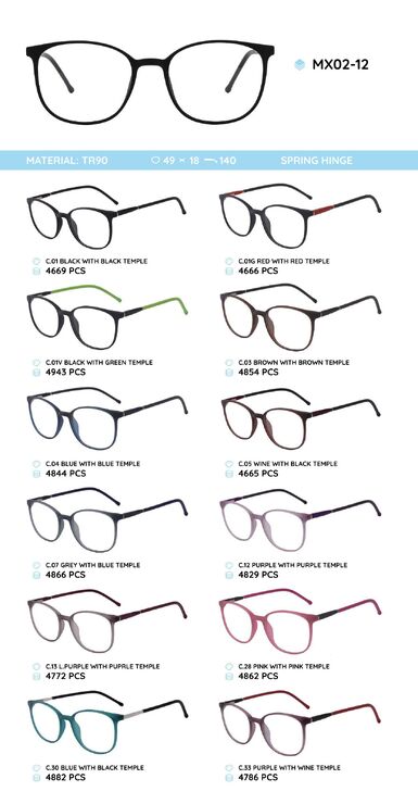 TR-90 plastic frames for glasses MX02-12
