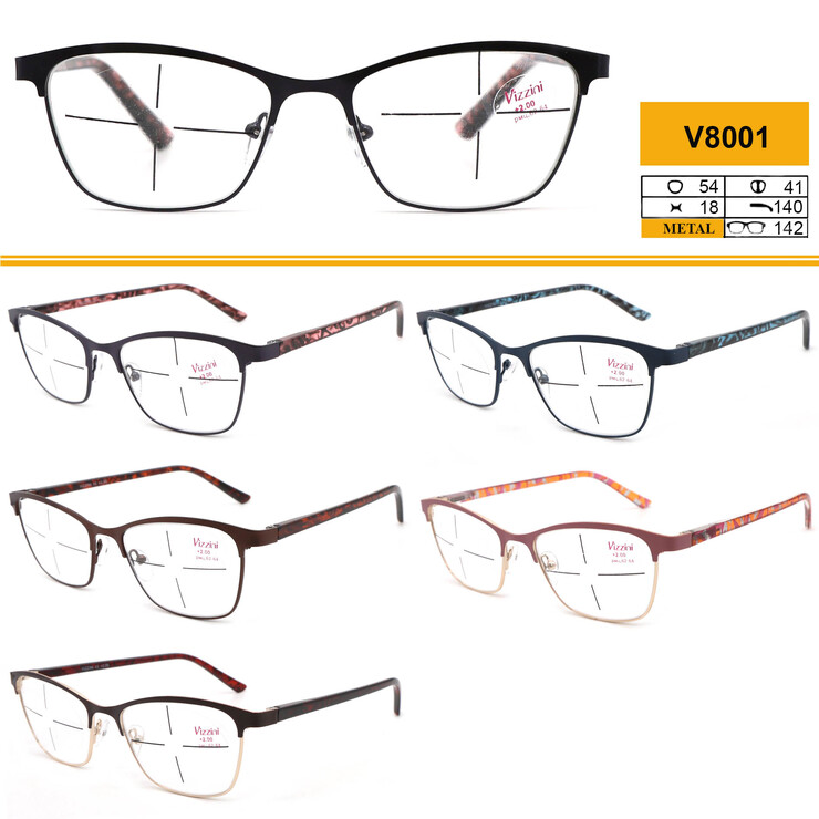 Ready-made metal frame glasses Vizzini V8001, diopters from -4.00 to +4.00 (stap 0.25 +and-)
