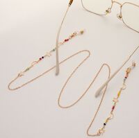 Gold-colored metal non-slip chain, with colorful rice beads and hollow stars and moons, for glasses and masks GL1852