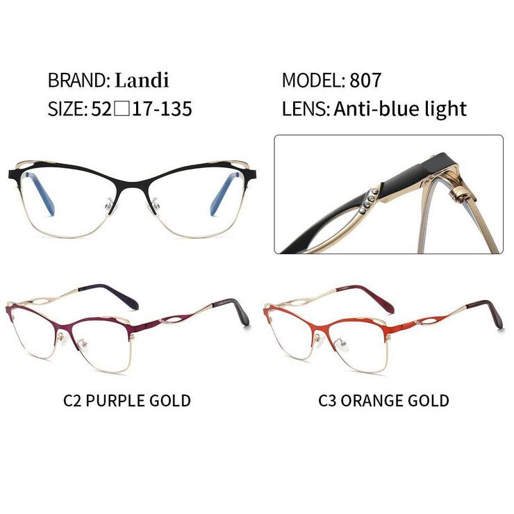 Protective anti-reflective coating metal glasses Landi LD807