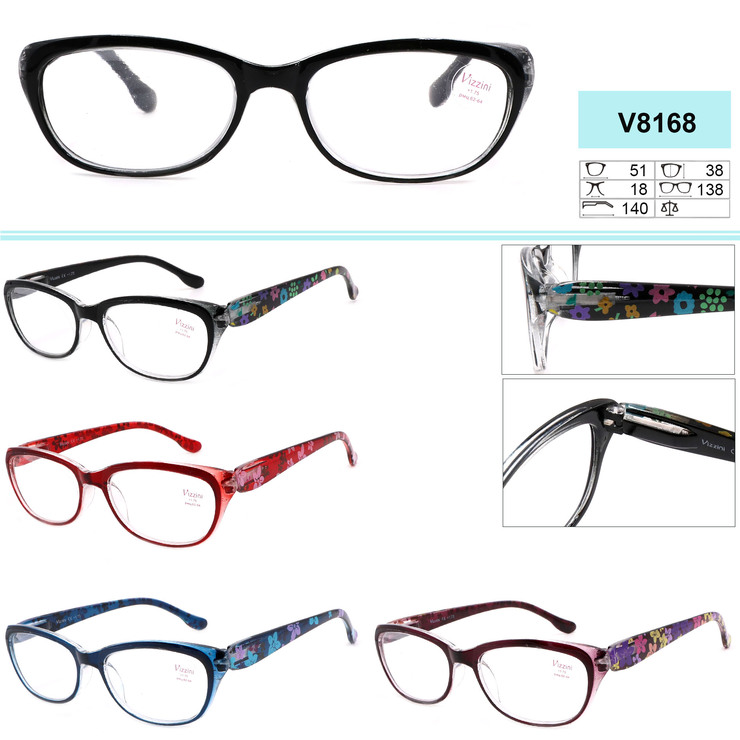 Corrective plastic frame eyeglasses with spring hinges VIZZINI V8168 +1.00 to +4.00 (0.25 step)