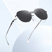 Оправа безрамочная металлическая женская + магнитная солнцезащитная насадка (клипон) 7200-GT