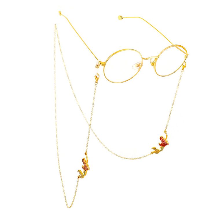 Металлическая нескользящая цепочка золотого цвета, с русалкой, для очков и масок GL567