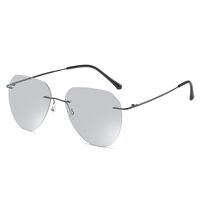 Polarized photochromic metal rimless sunglasses KY222107