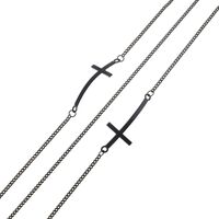 Black-colored metal non-slip chain, with cross, for glasses and masks GL839