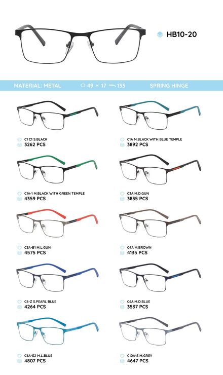Metal frame with temples made of TR-90 material HB10-20