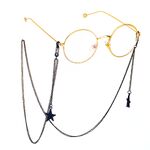 Black-colored metal non-slip chain, with pendant star, for glasses and masks GL498