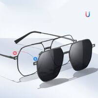 Оправа металлическая с защитой от синего света + 2 магнитные солнцезащитные насадки (клипон) 7030-GT