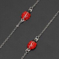 Silver-colored metal non-slip chain, with beetle ladybug, for glasses and masks GL231