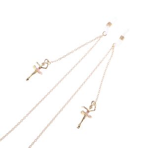 Gold-colored metal non-slip chain, with pendant angel-dancer, for glasses and masks GL822