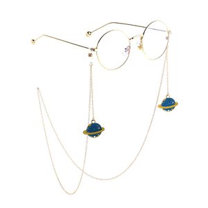 Металлическая нескользящая цепочка золотого цвета, с подвеской планета, для очков и масок GL814