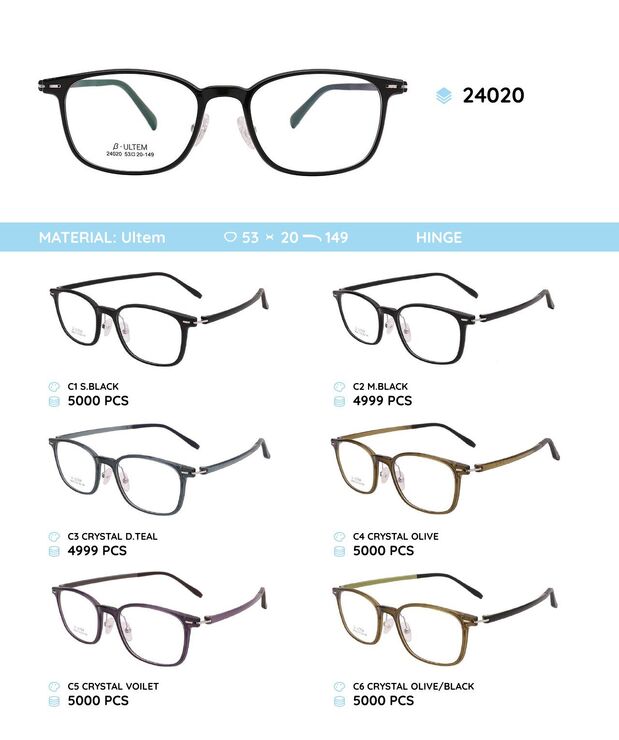 Plastic Ultem eyeglasses frame 24020