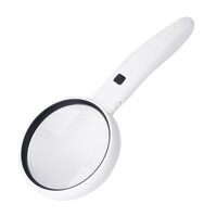 Magnifier with universal backlight, magnifying glass with handle 77790+75+37-XX, diameter 90 mm, 75 mm, 37 mm, magnification: 3,5Х, 5Х, 11Х