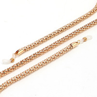 Metal cuboid thick glasses chain GL898 gold