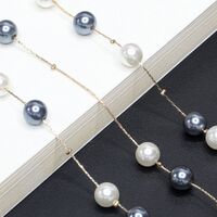 Металлическая нескользящая цепочка, с серой и белой жемчужиной, для очков и масок GL431