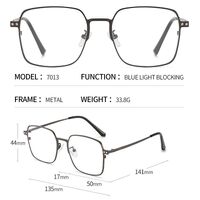 Оправа металлическая мужская с защитой от синего света + 2 магнитных солнцезащитных насадки (клипон) 7013-GT